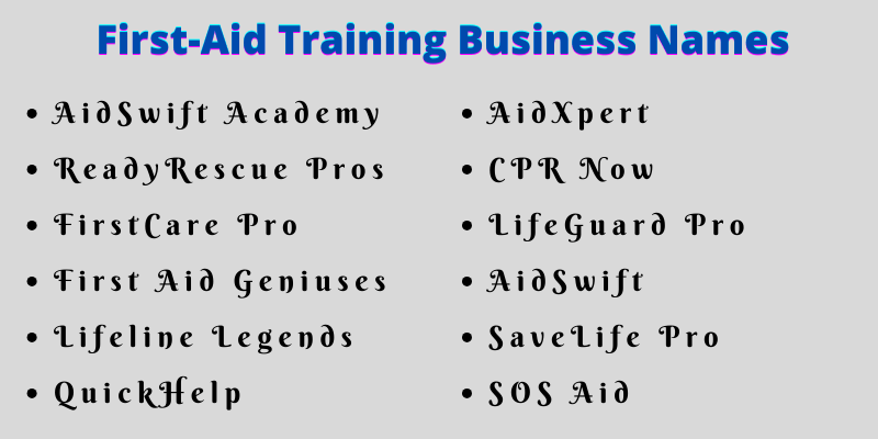 First-Aid Training Business Names