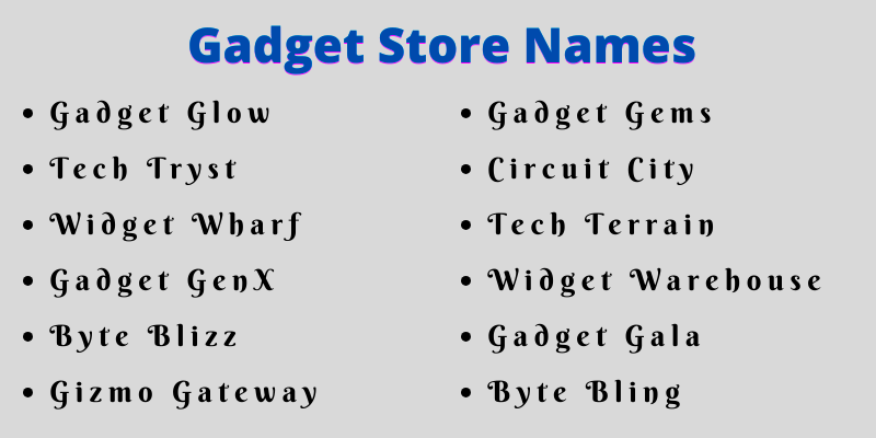 Gadget Store Names