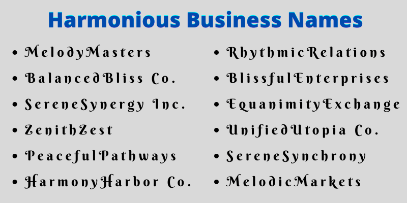 Harmonious Business Names