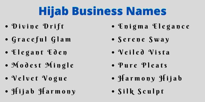 Hijab Business Names
