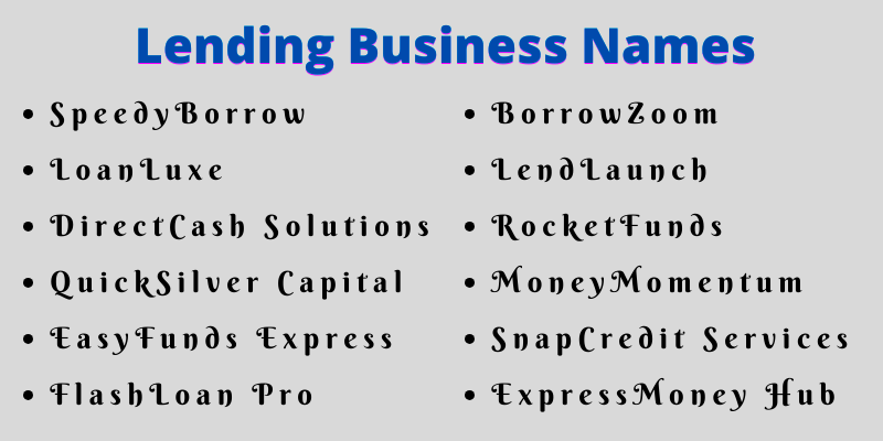 Lending Business Names
