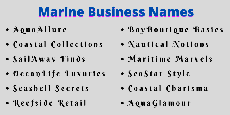 Marine Business Names