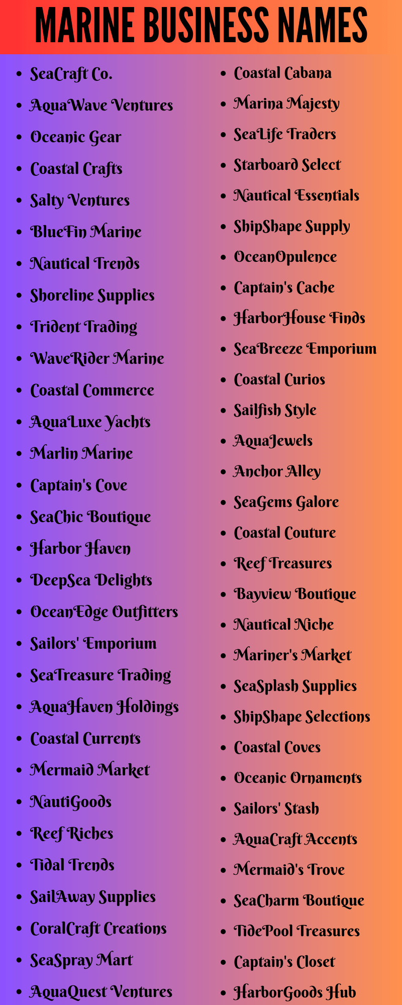 Marine Business Names