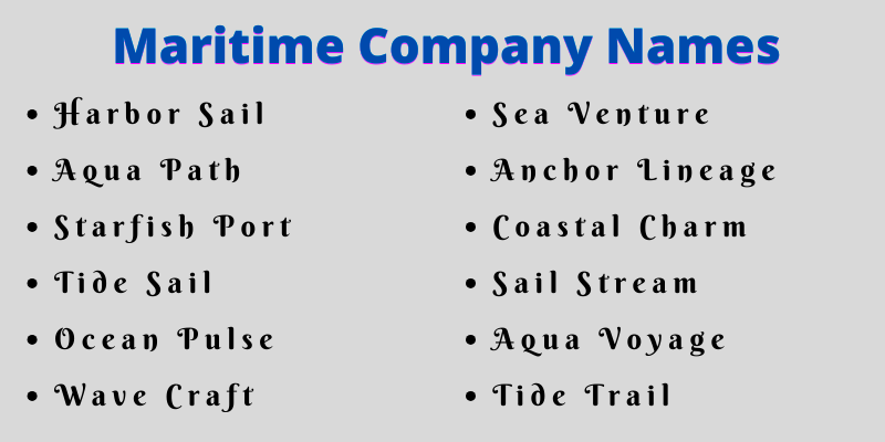 Maritime Company Names
