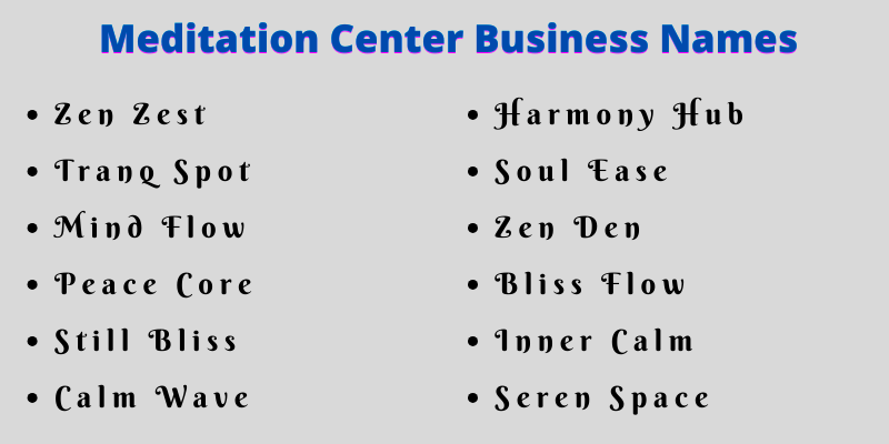 Meditation Center Business Names