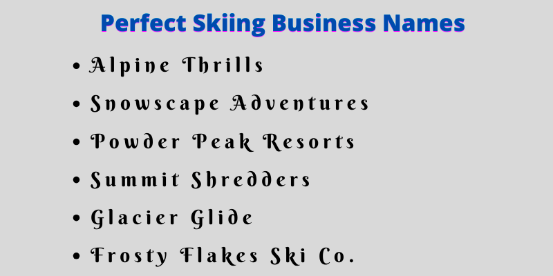 Skiing Business Names