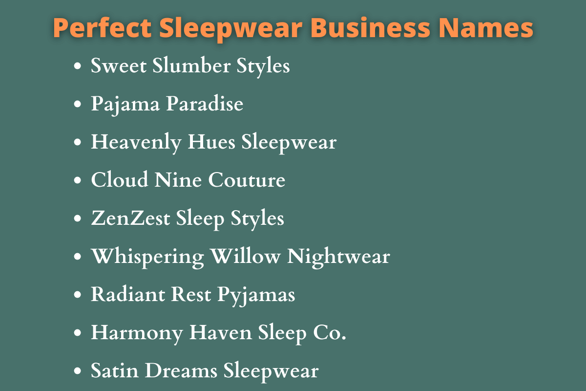 Sleepwear Business Names