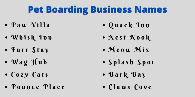 Pet Boarding Business Names