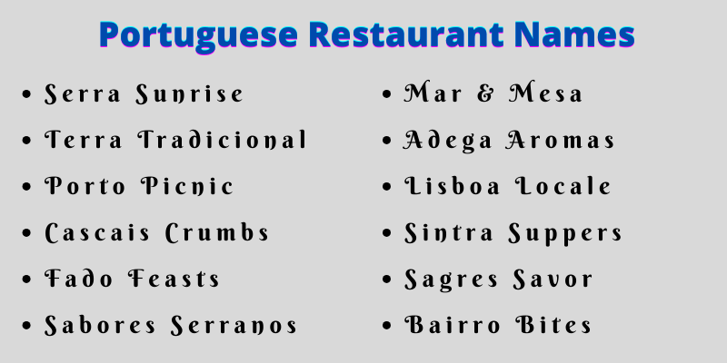 Portuguese Restaurant Names