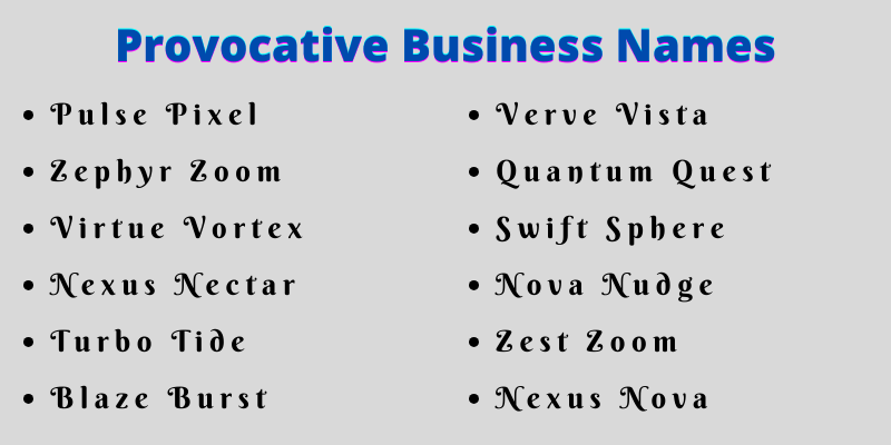 Provocative Business Names