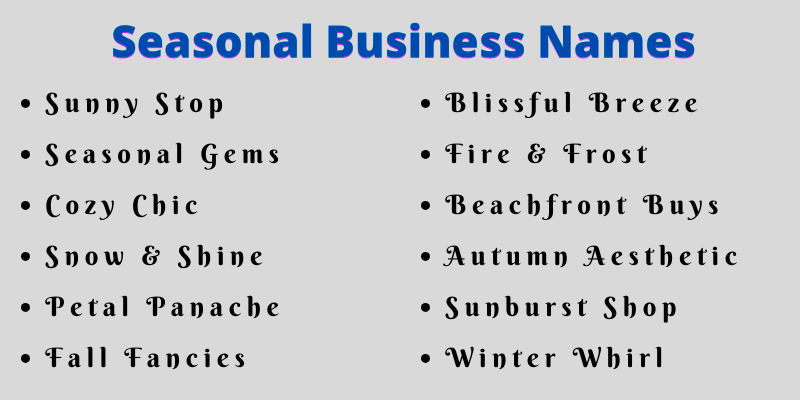 Seasonal Business Names
