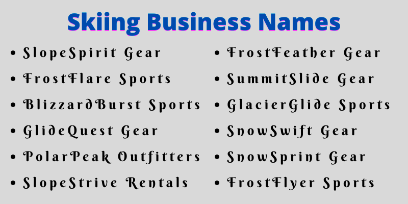 Skiing Business Names