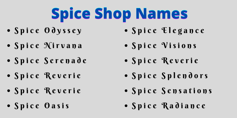 Spice Shop Names