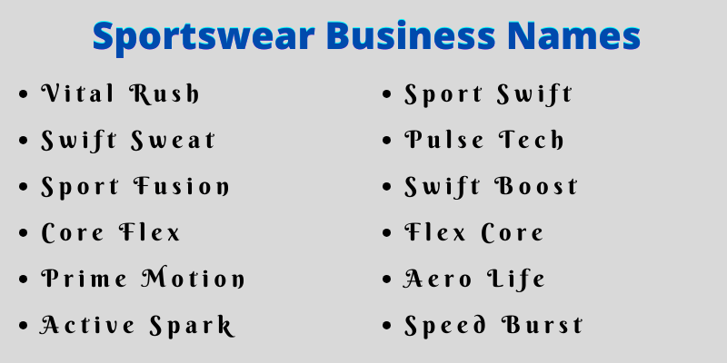 Sportswear Business Names