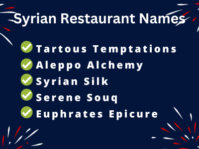Syrian Restaurant Names