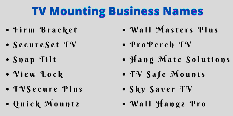 TV Mounting Business Names