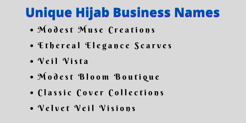 Hijab Business Names