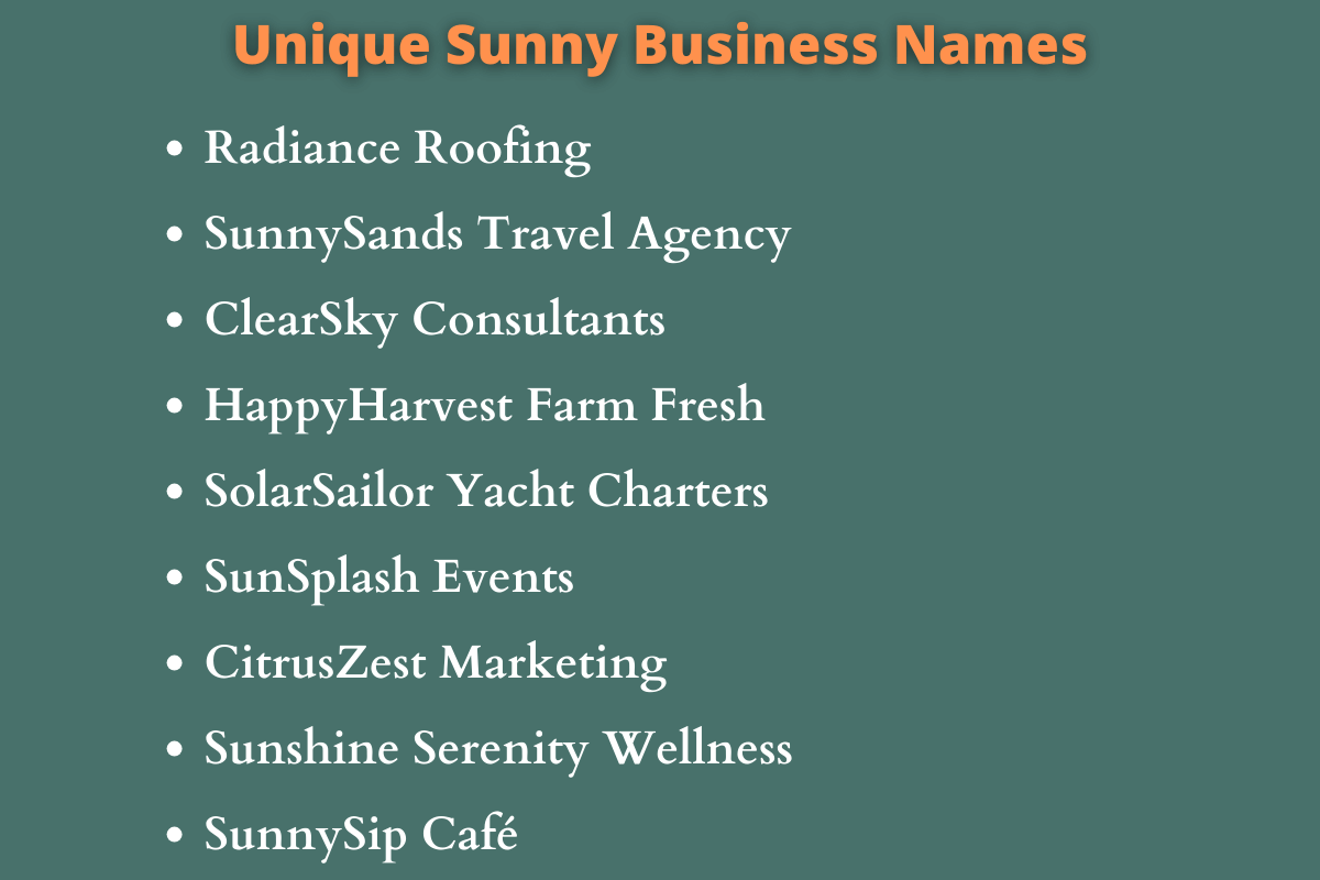 Sunny Business Names