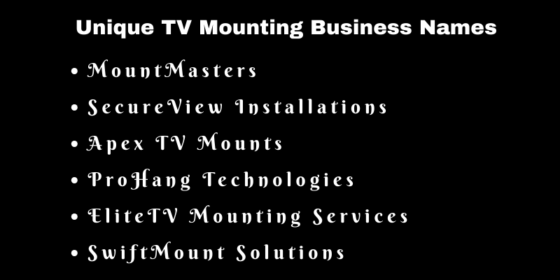 TV Mounting Business Names