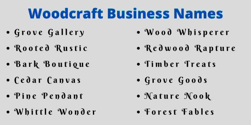 Woodcraft Business Names