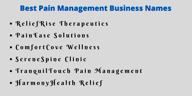 Pain Management Business Names