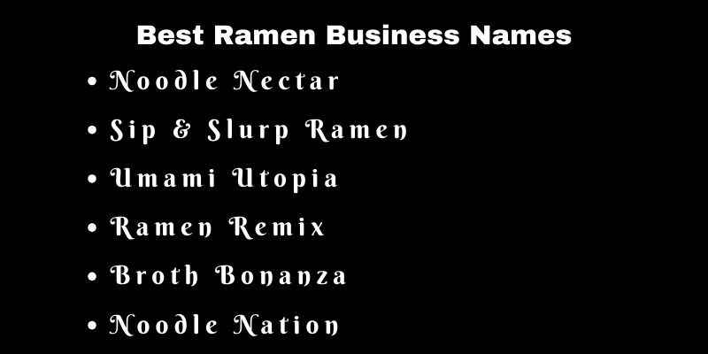 Ramen Business Names