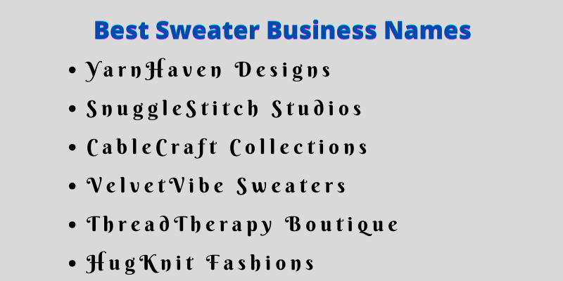 Sweater Business Names