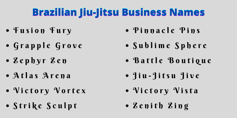 Brazilian Jiu-Jitsu Business Names
