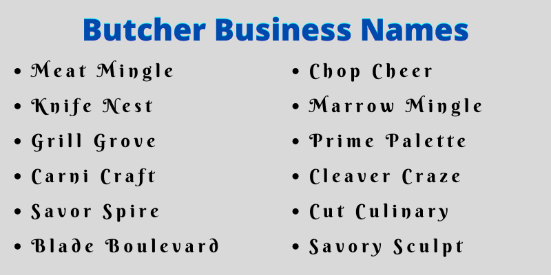 Butcher Business Names