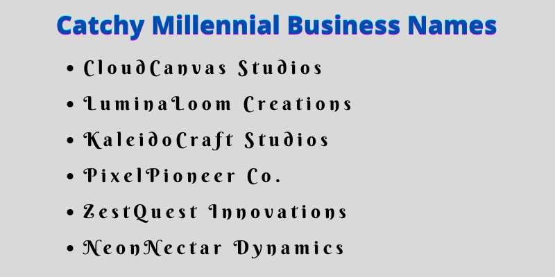 Millennial Business Names