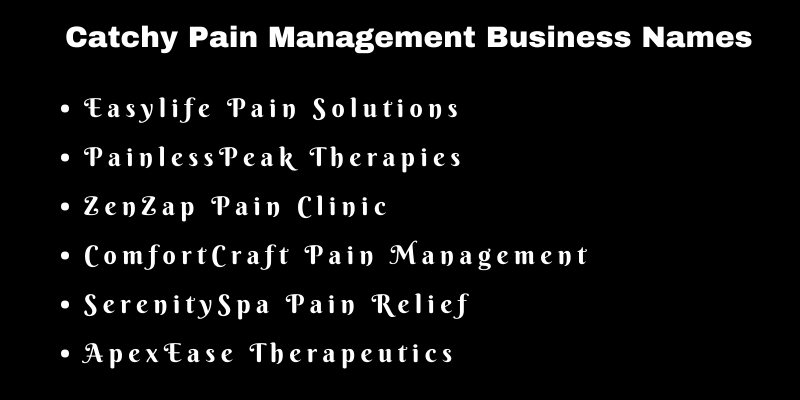 Pain Management Business Names