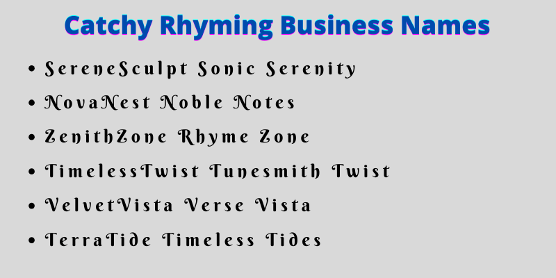 Rhyming Business Names