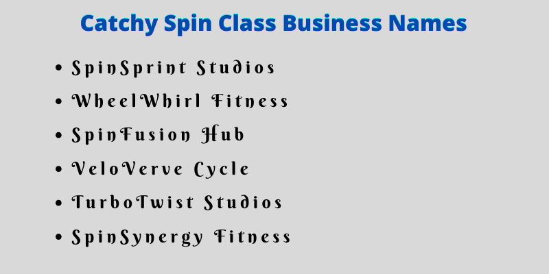 Spin Class Business Names