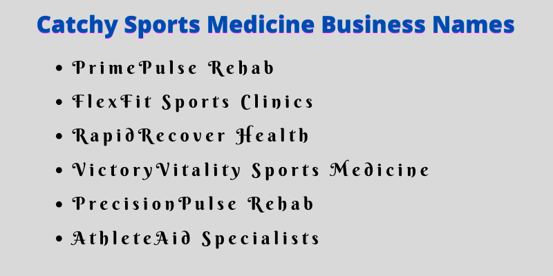 Sports Medicine Business Names