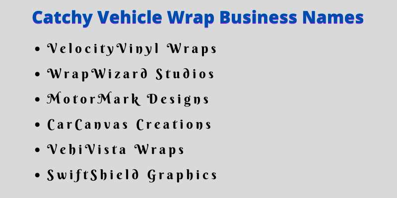 Vehicle Wrap Business Names