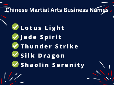 Chinese Martial Arts Business Names