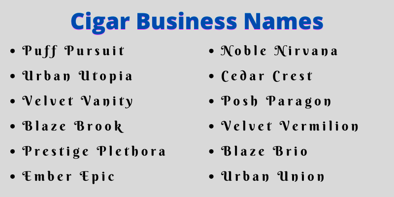 Cigar Business Names