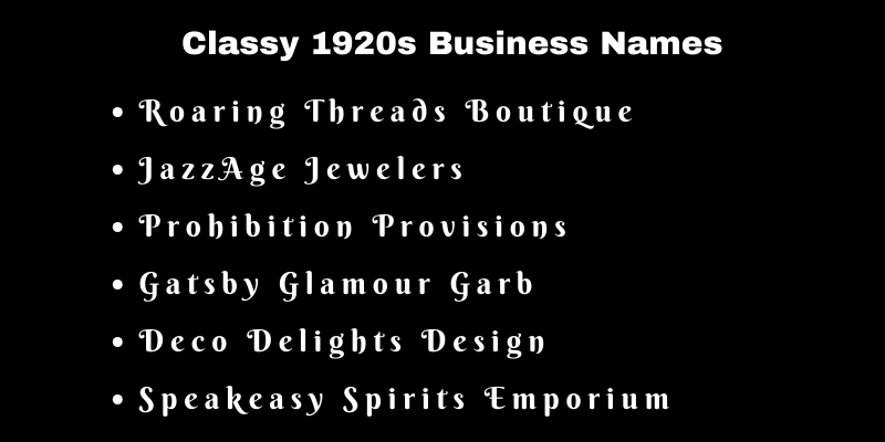 1920s Business Names