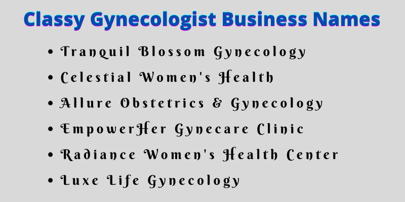 Gynecologist Business Names