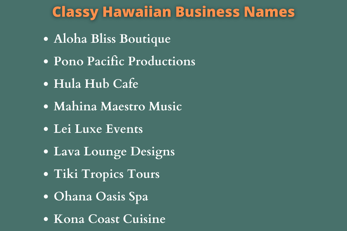 Hawaiian Business Names