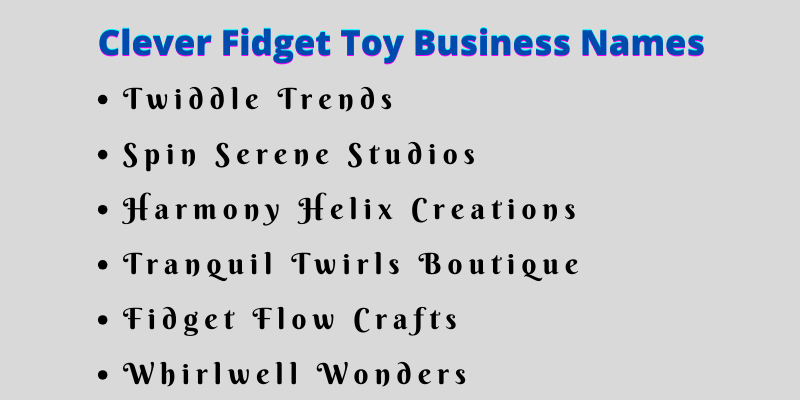 Fidget Toy Business Names