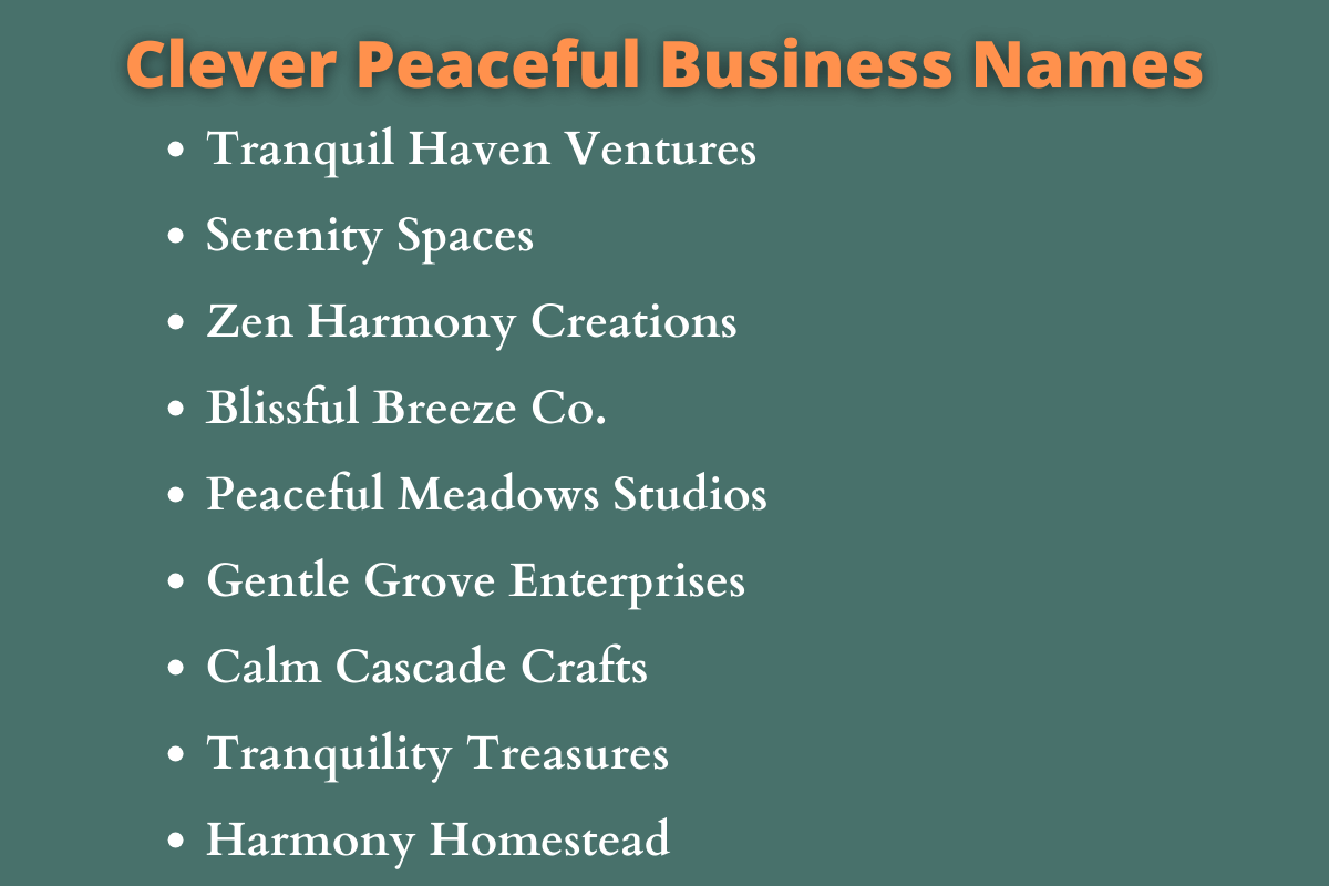 Peaceful Business Names