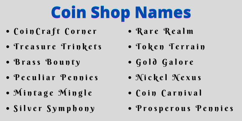 Coin Shop Names