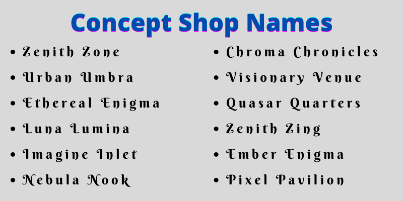Concept Shop Names
