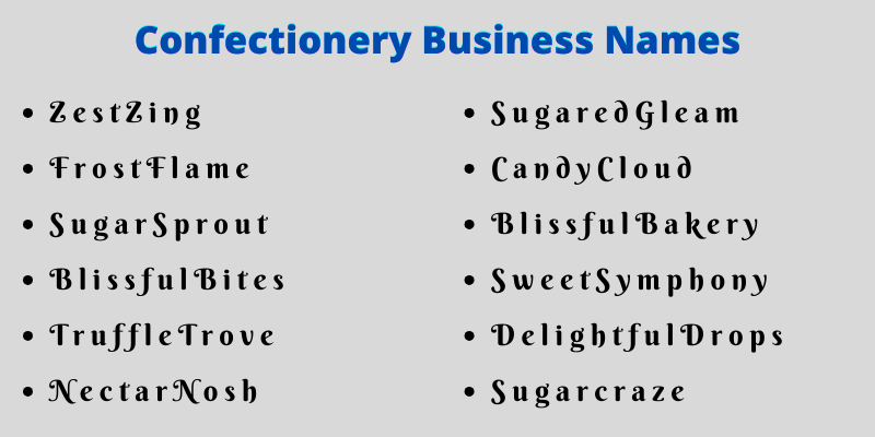 Confectionery Business Names
