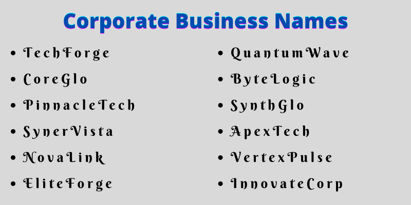 Corporate Business Names