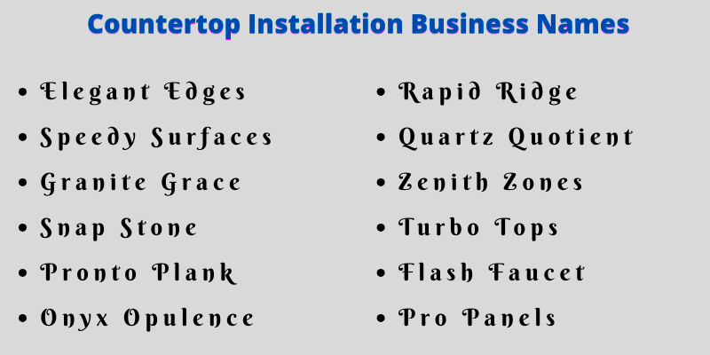 Countertop Installation Business Names