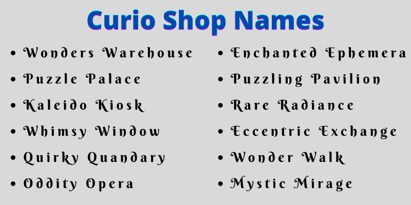Curio Shop Names