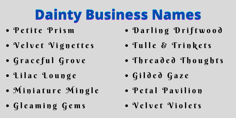 Dainty Business Names