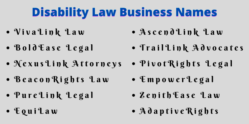 Disability Law Business Names